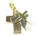 Mens baraka 18k three tone triple layered cross