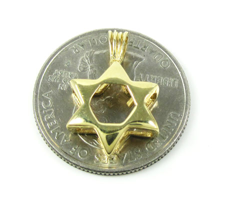 14k yellow gold jewish star of david pendant
