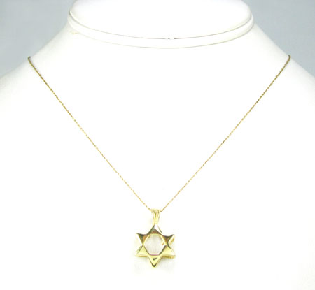 14k yellow gold jewish star of david pendant - Image 7