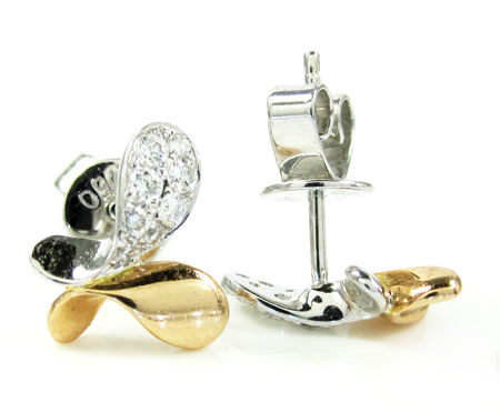 Ladies 18k white & rose gold diamond butterfly earrings 0.23ct - Image 2