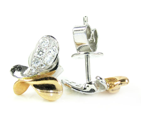 Ladies 18k white & rose gold diamond butterfly earrings 0.23ct - Image 3