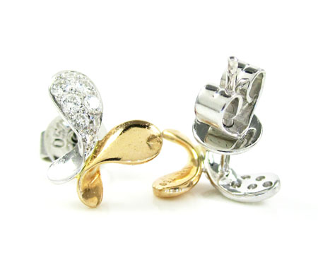 Ladies 18k white & rose gold diamond butterfly earrings 0.23ct