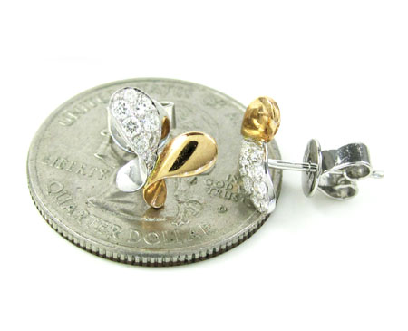 Ladies 18k white & rose gold diamond butterfly earrings 0.23ct - Image 5
