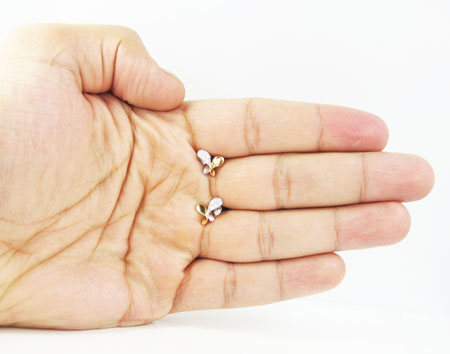 Ladies 18k white & rose gold diamond butterfly earrings 0.23ct