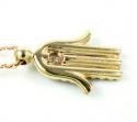 Ladies 14k solid rose gold black diamond hamsa pendant with chain 0.47ct