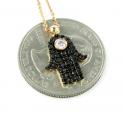 Ladies 14k solid rose gold black diamond hamsa pendant with chain 0.47ct