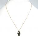 Ladies 14k solid rose gold black diamond hamsa pendant with chain 0.47ct