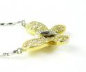 Ladies 18k solid yellow & white gold diamond butterfly pendant with chain 0.55ct