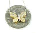 Ladies 18k solid yellow & white gold diamond butterfly pendant with chain 0.55ct