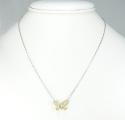 Ladies 18k solid yellow & white gold diamond butterfly pendant with chain 0.55ct