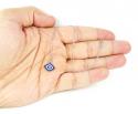 Ladies 14k solid white gold blue & white diamond evil eye pendant with chain 0.30ct