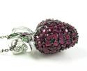 Ladies 18k solid black & white gold ruby & sapphire apple pendant with chain 1.25ct