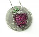 Ladies 18k solid black & white gold ruby & sapphire apple pendant with chain 1.25ct