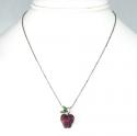 Ladies 18k solid black & white gold ruby & sapphire apple pendant with chain 1.25ct