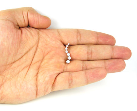 Ladies 14k solid white gold 7 stone diamond journey pendant 1.00ct - Image 5