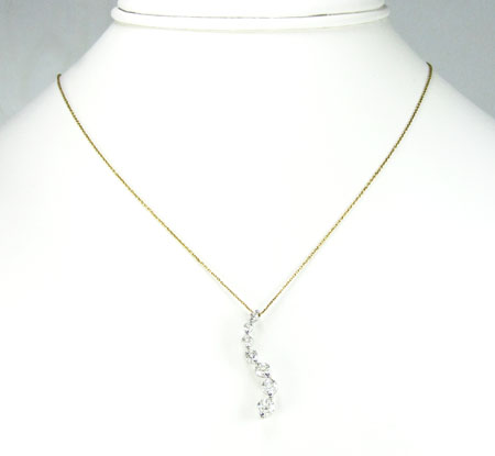 Ladies 14k solid white gold 7 stone diamond journey pendant 1.00ct