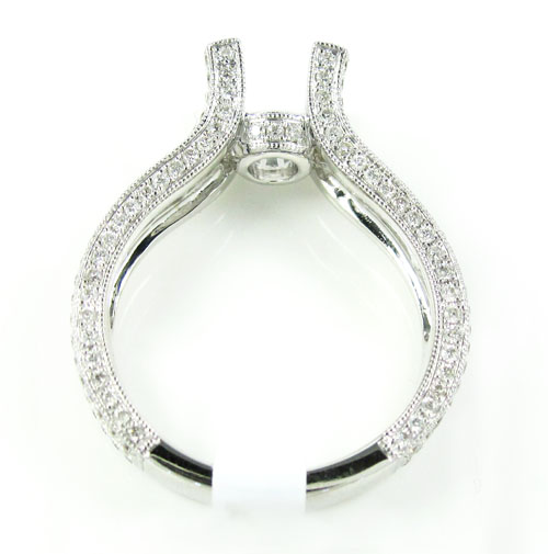 Ladies 18k white gold round & baguette diamond semi mount ring 1.28ct