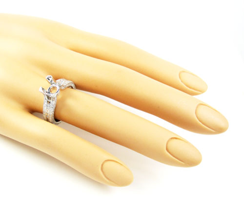 Ladies 18k white gold round & baguette diamond semi mount ring 1.28ct