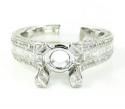 Ladies 18k white gold round & baguette diamond semi mount ring 1.28ct