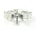 Ladies 18k white gold princess cut diamond semi mount ring 1.60ct
