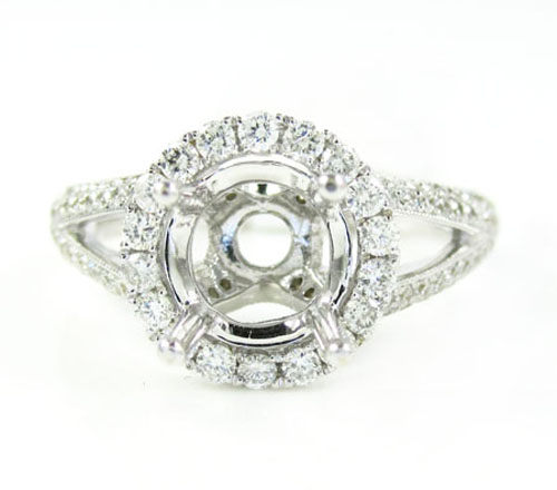 Ladies 18k white gold round diamond semi mount ring 1.10ct - Image 2
