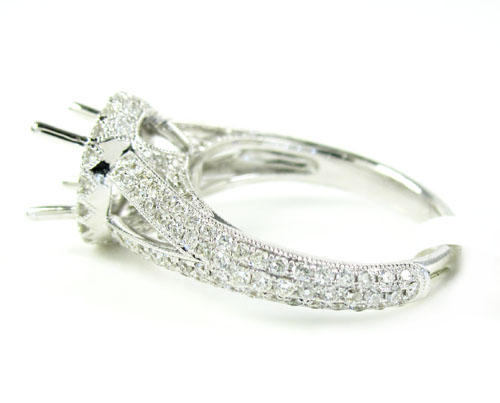 Ladies 18k white gold round diamond semi mount ring 1.10ct - Image 3