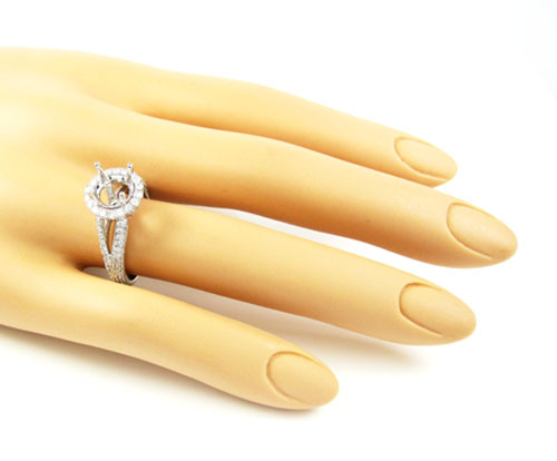 Ladies 18k white gold round diamond semi mount ring 1.10ct - Image 5