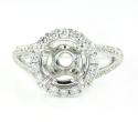 Ladies 18k white gold round diamond semi mount ring 1.10ct
