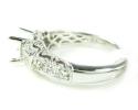Ladies 14k white gold round & baguette diamond semi mount ring 0.62ct