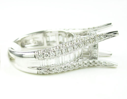 Ladies 18k white gold round & baguette diamond semi mount ring 2.04ct