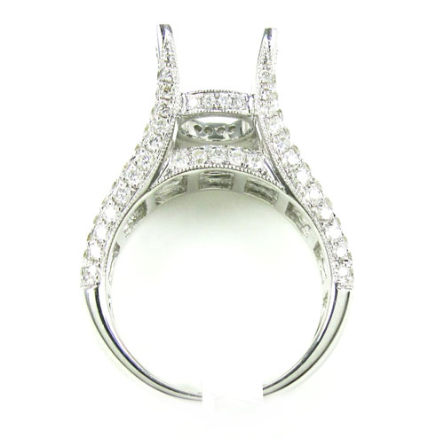 Ladies 18k white gold round & baguette diamond semi mount ring 2.04ct