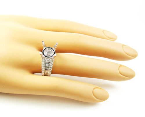 Ladies 18k white gold round & baguette diamond semi mount ring 2.04ct - Image 6