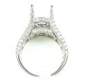 Ladies 18k white gold round & baguette diamond semi mount ring 2.04ct
