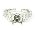 Ladies 18k white gold round diamond semi mount ring 1.36ct