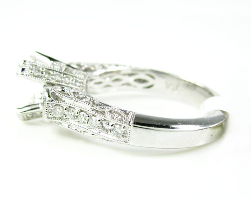Ladies 14k white gold round diamond semi mount ring 0.56ct