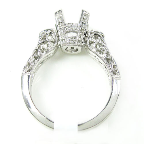 Ladies 14k white gold round diamond semi mount ring 0.56ct