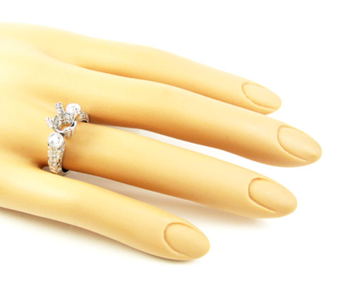 Ladies 14k white gold round diamond semi mount ring 0.56ct - Image 5