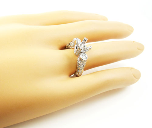 Ladies 14k white gold round diamond semi mount ring 0.56ct