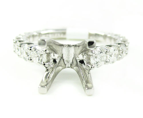 Ladies 18k white gold round diamond semi mount ring 1.33ct