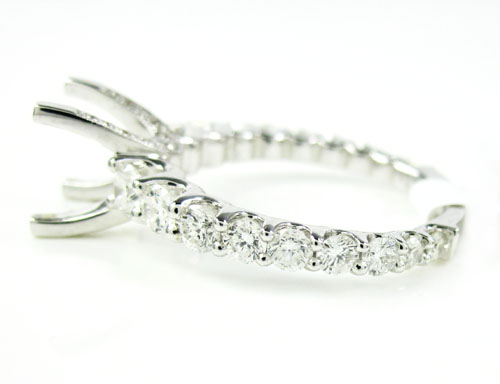Ladies 18k white gold round diamond semi mount ring 1.33ct