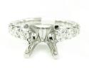 Ladies 18k white gold round diamond semi mount ring 1.33ct
