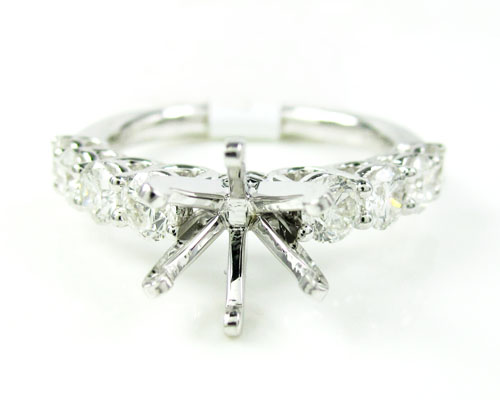 Ladies 18k white gold round diamond semi mount ring 1.23ct