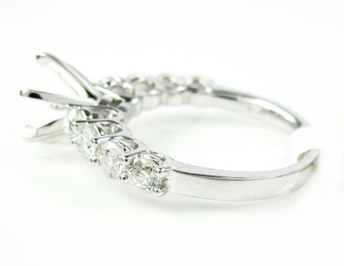 Ladies 18k white gold round diamond semi mount ring 1.23ct