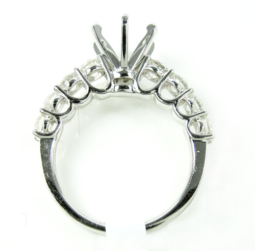 Ladies 18k white gold round diamond semi mount ring 1.23ct