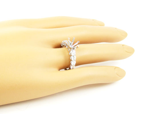 Ladies 18k white gold round diamond semi mount ring 1.23ct