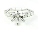 Ladies 18k white gold round diamond semi mount ring 1.23ct