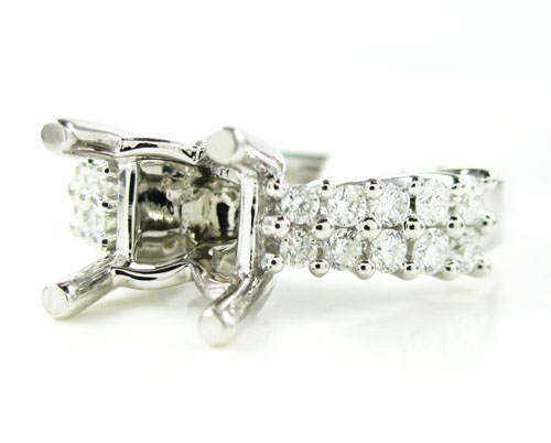 Ladies 18k white gold round diamond semi mount ring 0.64ct