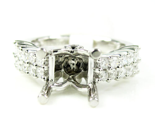 Ladies 18k white gold round diamond semi mount ring 0.64ct