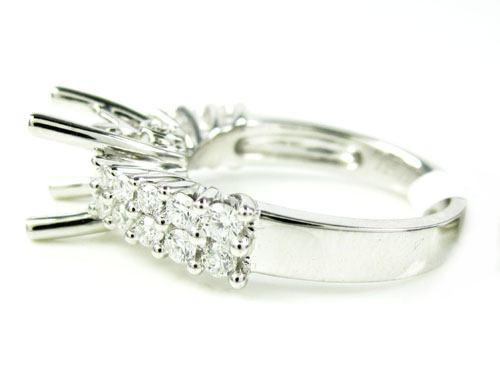 Ladies 18k white gold round diamond semi mount ring 0.64ct