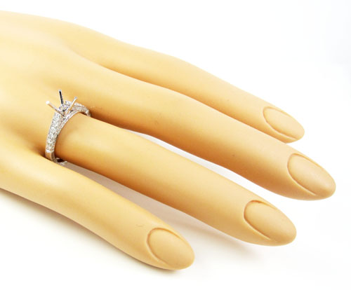 Ladies 18k white gold round diamond semi mount ring 0.60ct - Image 5